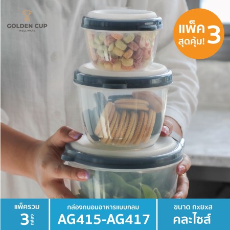 GOLDEN CUP กล่องถนอมอาหาร กล่องข้าว กล่องใส่อาหารฝาสูญญากาศ เข้าไมโครเวฟได้ SEAL N FRESH 6 ชิ้้น รวมฝา ขนาด 0.3-1.2 ลิตร